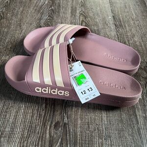 Adidas Women's Pink and Cream Slide Sandals